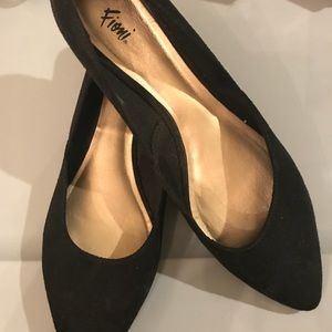 Black suede flats